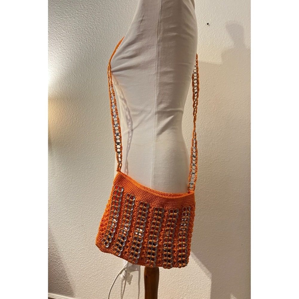 Hangmade Orange Soda Can Pull Tab Crocheted Crossbody Purse Y2K Upcycled Recycle